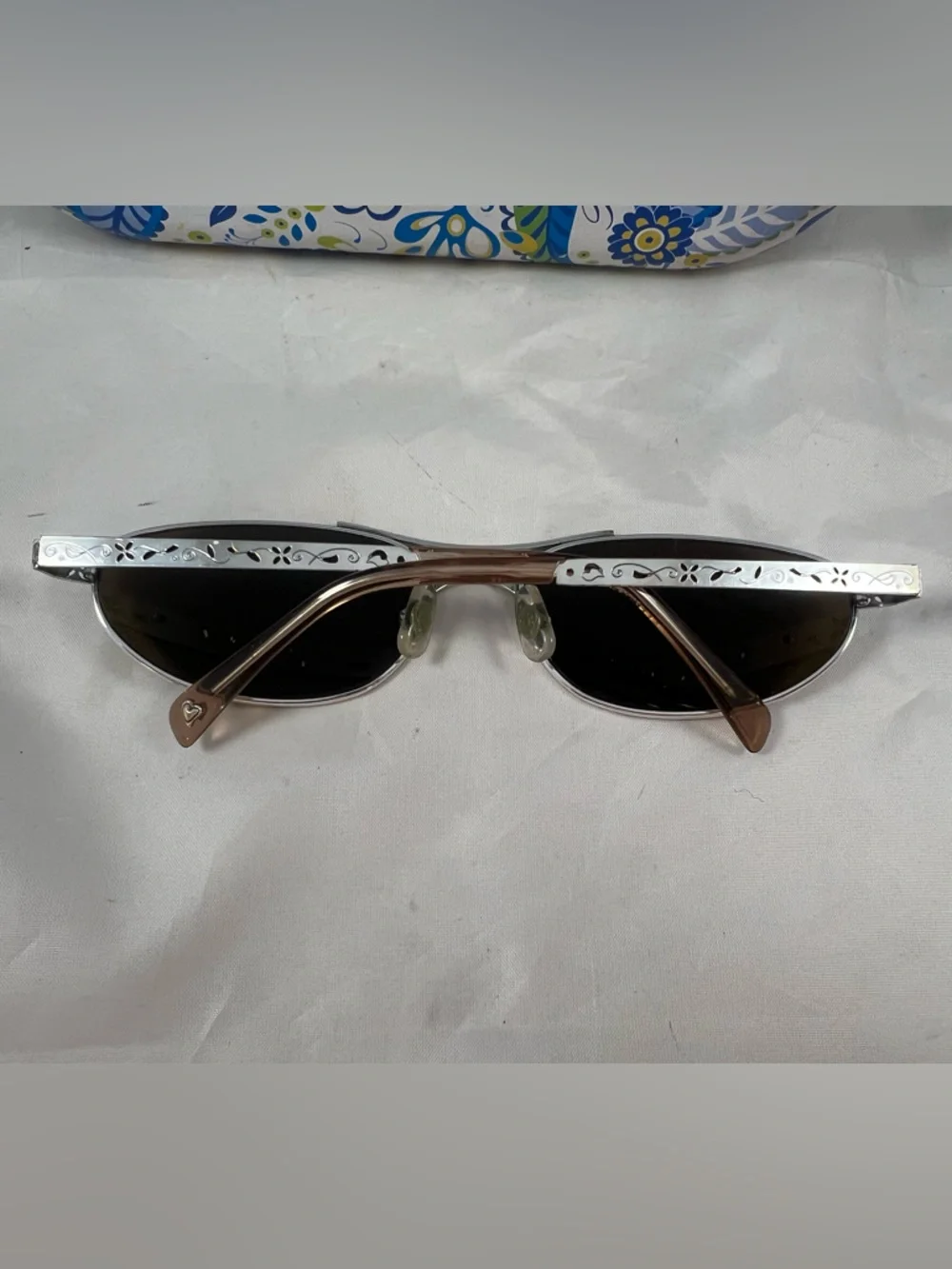 Brighton Women’s Silver Tone Floral Handmade Sunglasses With Case